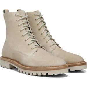 Vince Cabria Cobblestone Beige Lug Water Resistant Suede Lace-Up Boot EUC Sz 11